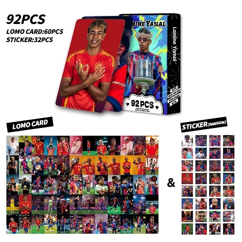 쿠쿠스토어 92PCS 축구 스타 카드 메시 호날두 Mbappé Haaland Jude Bellingham LaCardmine 미니 컬렉션 팬  07 Style 10