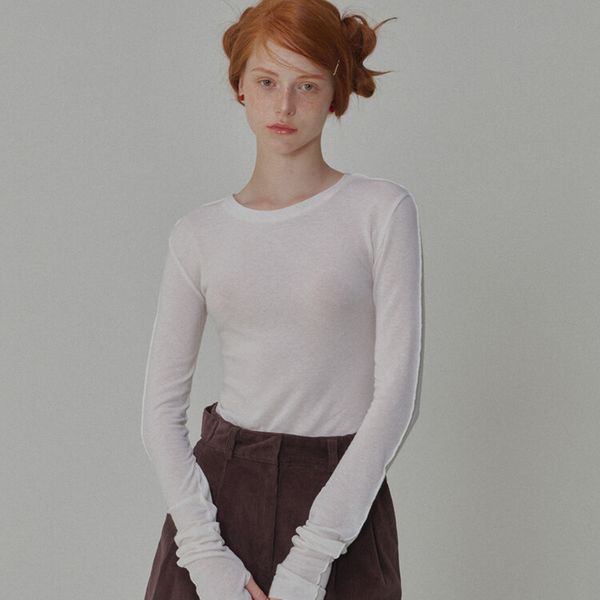 [오프닝선샤인] See-Through Wool Jersey T-shirt_Ivory