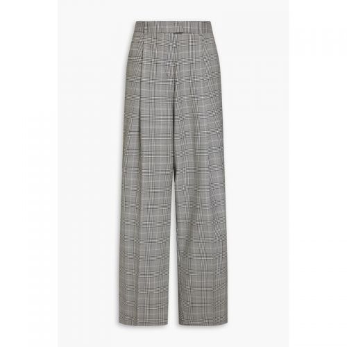 ANOTHER TOMORROW Pleated Prince of Wales checked wool-blend wide-leg pants