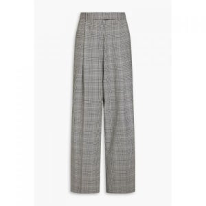 ANOTHER TOMORROW Pleated Prince of Wales checked wool-blend wide-leg pants