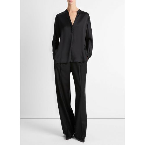 빈스 Silk Satin Band-Collar Blouse