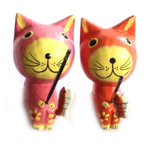 큰얼굴낚시 고양이 S 택1 인테리어소품 목각인형 생일선물 크리스마스선물