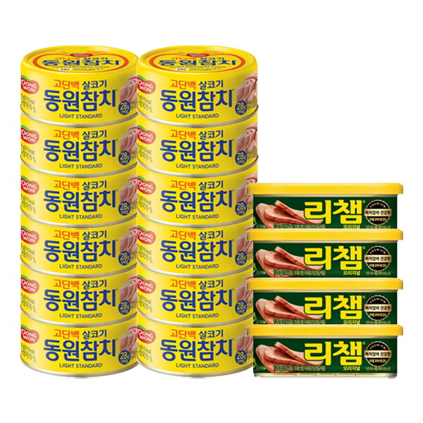 [<b>동원 F</b>&amp;B] 동원참치 라이트스탠다드 85g x 12캔 + 리챔 120g x 4캔  상세 설명 참조