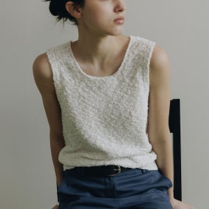 Pure Cotton Soft Textured Knit Sleeveless Top SK6MP740_2color