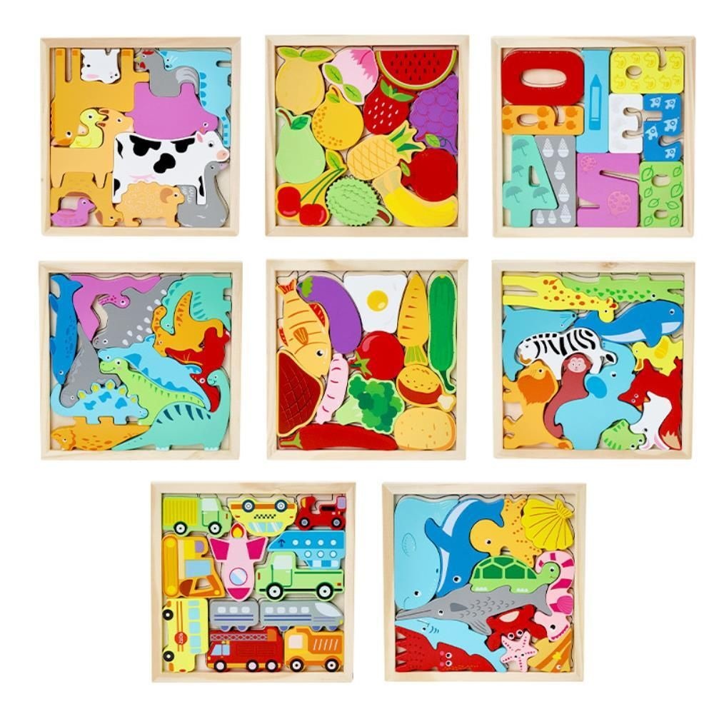 소근육 공간능력 보육기관 원목퍼즐 8종 set 소근육발달 아기교구