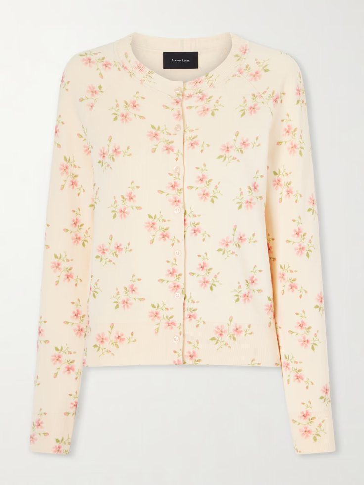 시몬로샤 가디건 SIMONE ROCHA Floral-print knitted cardigan 46376663163026662