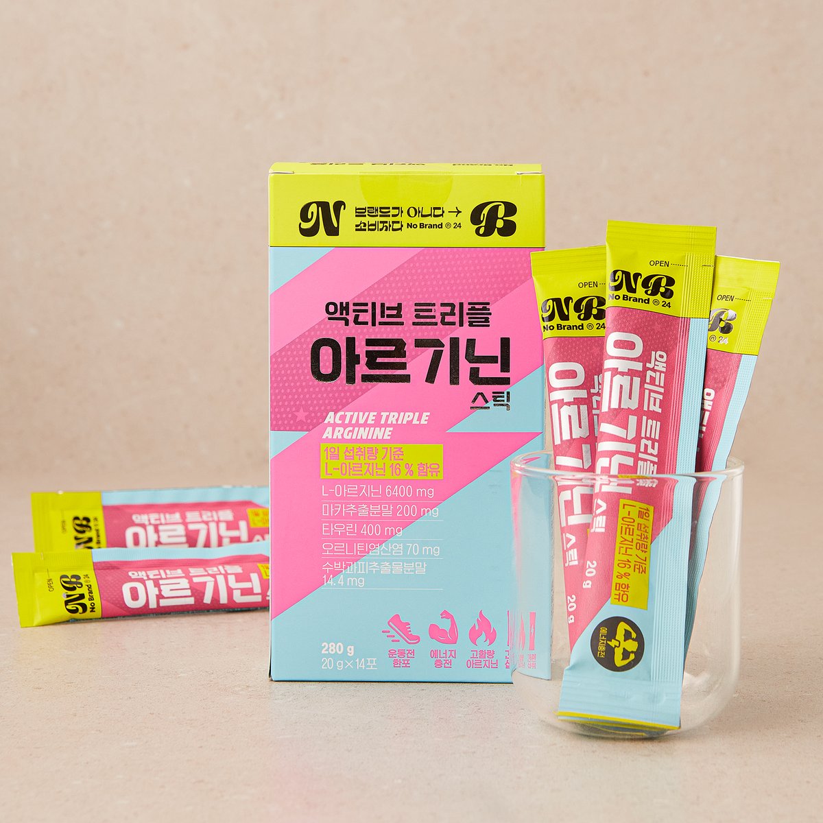 노브랜드 노브랜드 액티브트리플아르기닌스틱 20g*14포  280g