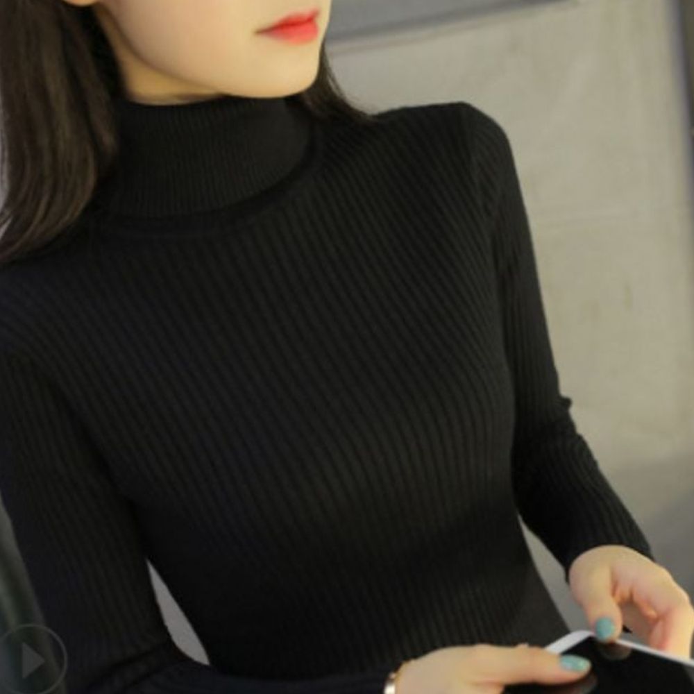 키밍 SWEATER 기본 목폴라 골지 니트 슬림핏