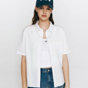 지오다노 포플린 루즈핏 반팔 셔츠