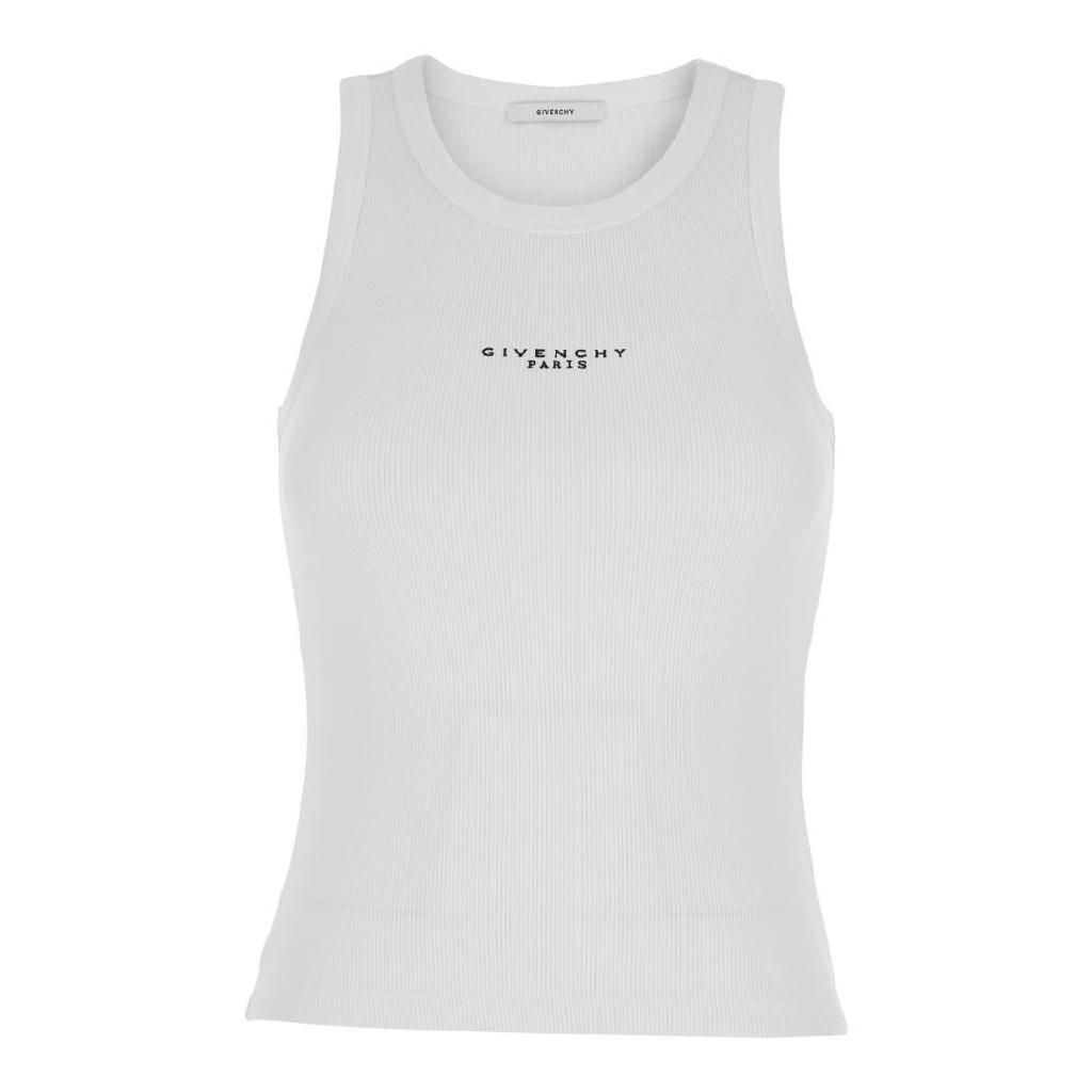 지방시 GIVENCHY 화이트 로고 슬리브리스 티셔츠 BW70FPP7BR100