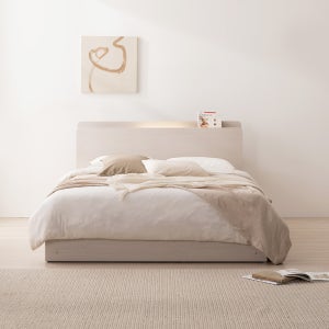 에몬스 세런 베이직 LED 수납 침대프레임 Q, 아이보리워시