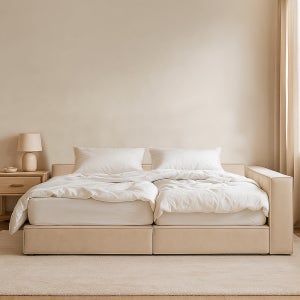 통판형 코지 패브릭 한쪽가드 패밀리 침대 SS+Q 타이트탑21cm매트 TR5309