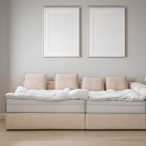 통판형 코지 패브릭 트윈 저상형침대 Q+Q 유로탑25cm매트 TR5304