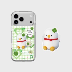 [SET] 베베더오리 행운 베베 체크 클리어 마그넷 케이스 2종 세트 for iPhone17 Series
