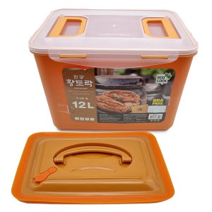 한아름리빙 황토락 김치통 6호 대 12L 누름판포함 절임 밀폐용기
