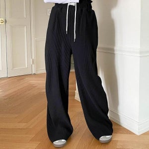 [하프클럽] 여자 허리밴드 넓은 아코디언 팬츠