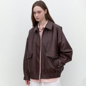 [라르고] Faux leather oversized blouson (burgundy)