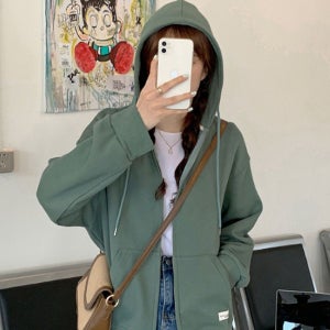 친절한탄씨 오버핏 후드 집업 여성 간절기 캐주얼룩 아우터 오버핏후드 여성집업 간절기아우터