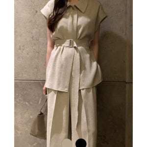 귈림  (2종SET)민소매 벨트 블라우스+밴딩 팬츠(G4MSE052P)