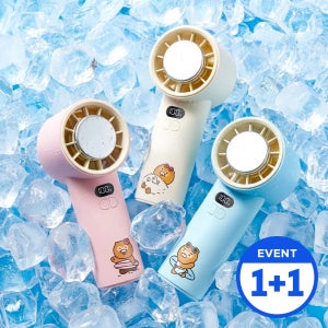 카카오프렌즈 [1+1 세트] 카카오프렌즈 급속냉각 라이트 섬머 100단터보 휴대용 냉각 선풍기 무선 핸디 저소음 손선풍기