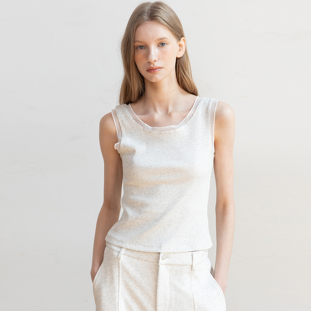 [제이마크뉴욕] Sleeveless layered knit top_3color