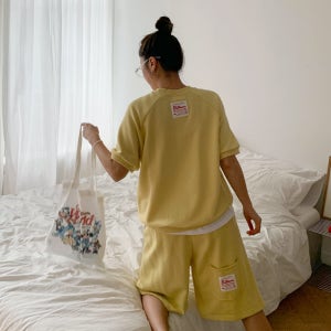 넘버 패치 반팔 맨투맨 반바지 트레이닝세트