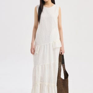 [럭키슈에뜨]Ruffle Point Sleeveless Check Dress (white) 화이트 LFDAM26510WHX