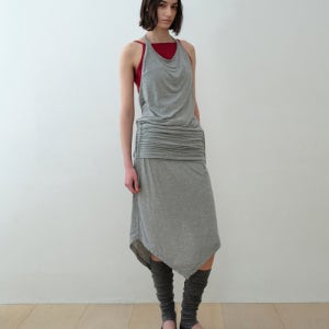 [시메트릭 퍼센트] Two-Way Shirring Jersey Dress / Melange Grey SW2F2DR02MG