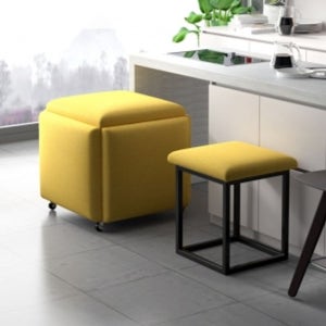 5in1 큐브 벨벳 사각스툴(35x35x36cm) 분리형스툴 분리형스툴 사각스툴 큐브스툴 멀티스툴