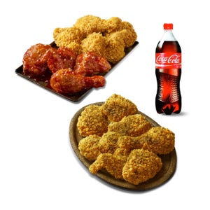 황올반+BBQ양념반+블랙페퍼반+콜라1.25L