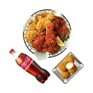 [BHC] 후라이드반/양념반+뿌링치즈볼+콜라1.25L