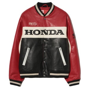 [혼다 모터사이클 어패럴] Wappen Leather Varsity Jacket_Red HFF1LE301SRD