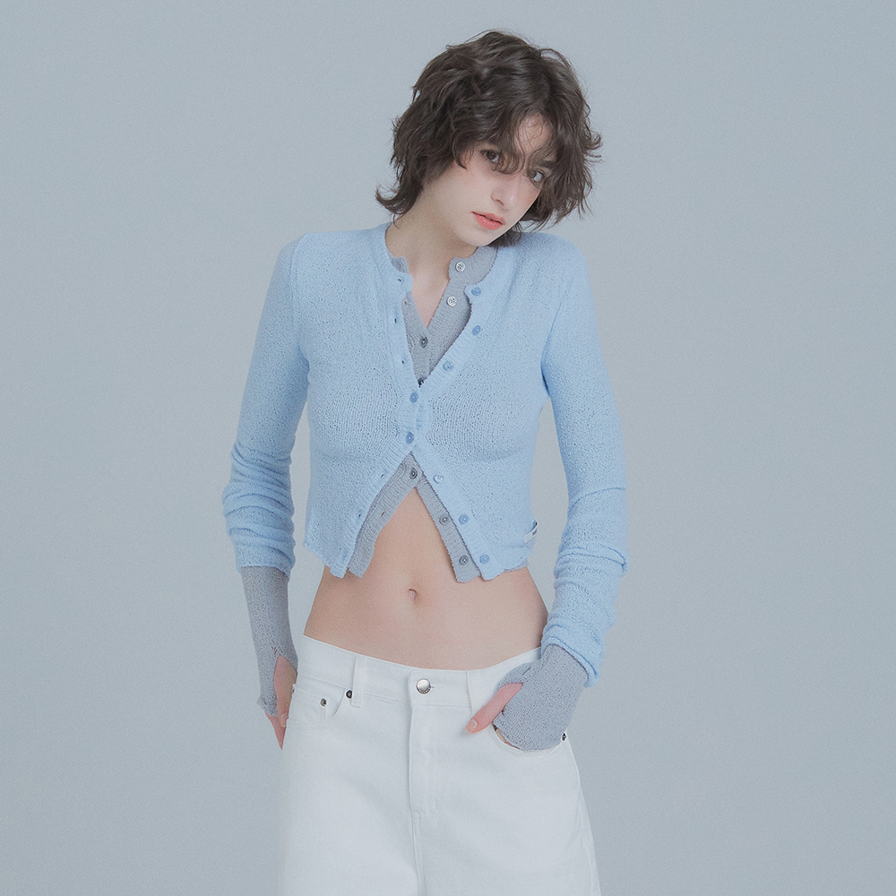 [프랜틱서비스] 스파스 슬림 가디건 - 스카이블루
