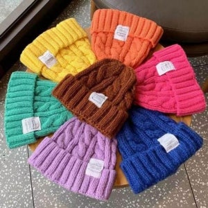 친절한탄씨 JU 윈터보온 트위스트시즌 색상 니트탑 비니 8색상 방한 꽈배기 컬러 니트 비니