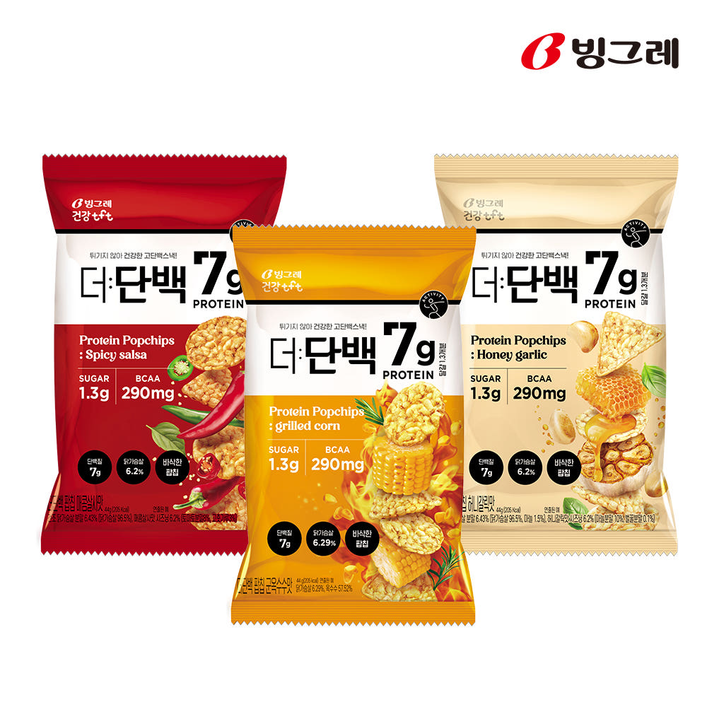 빙그레 더단백 팝칩 3종 12개 단백질 과자