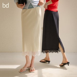 by-D S32022 글로시 새틴 레이스 스커트