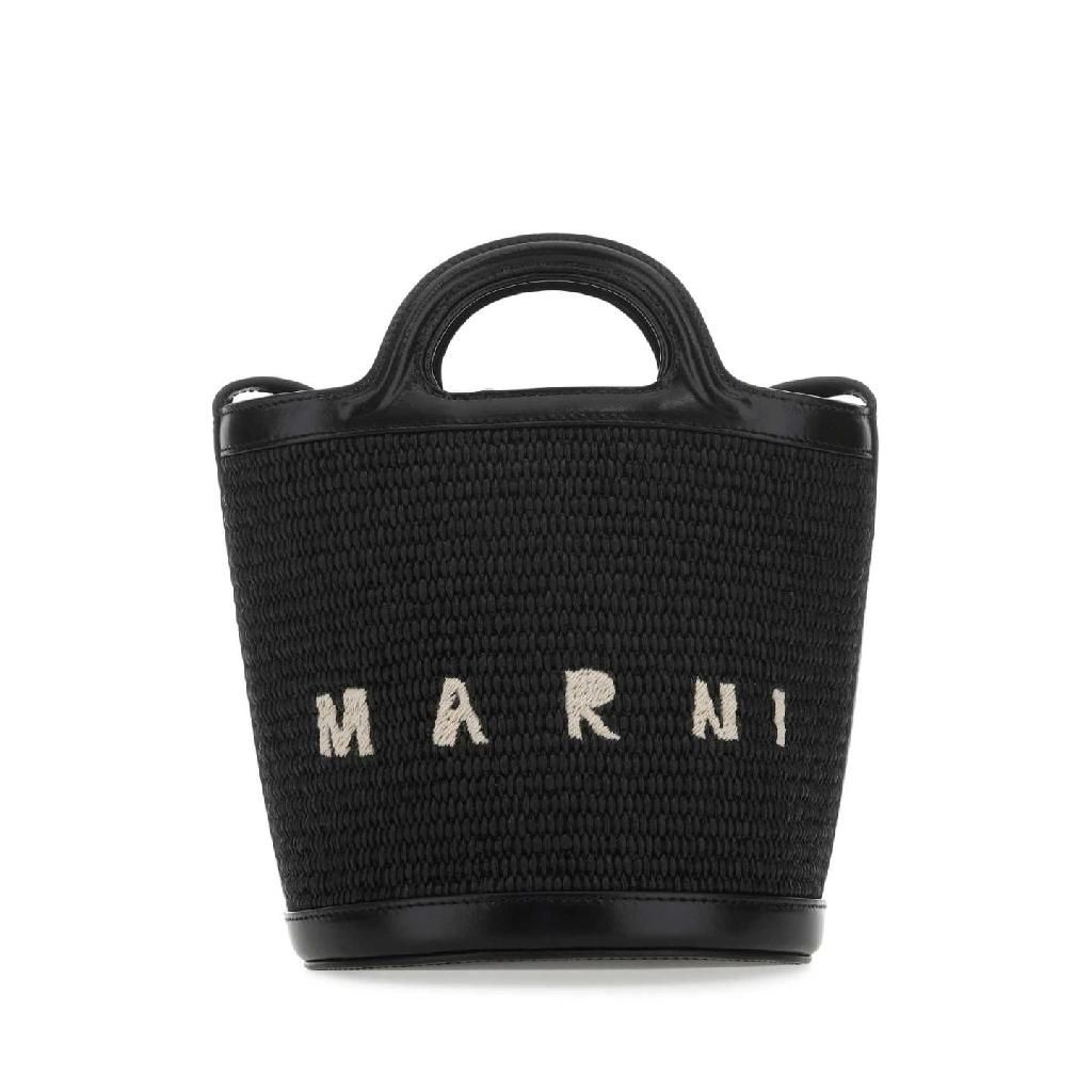 마르니 MARNI 블랙 가죽 라피아 버킷백 SCMP0056Q1P3860 00N99