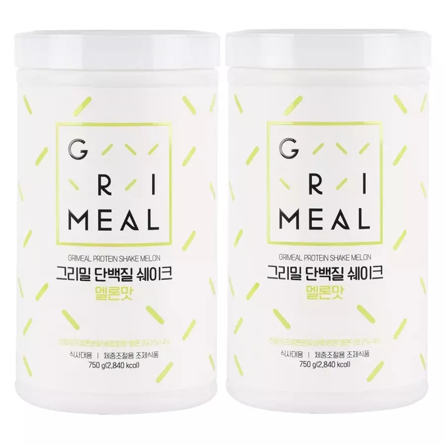 <b>그리밀</b> 단백질쉐이크 멜론맛 750g 2개 <b>운동</b> 헬스장 무산소 헬스 근손실