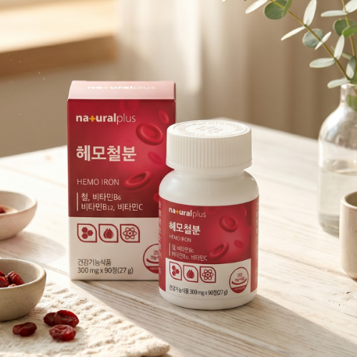 <b>빈혈</b>에좋은영양제 헤모철분 비타민B C군 함유 고함량 먹기편한 작은알약 가족영양제 3개월분