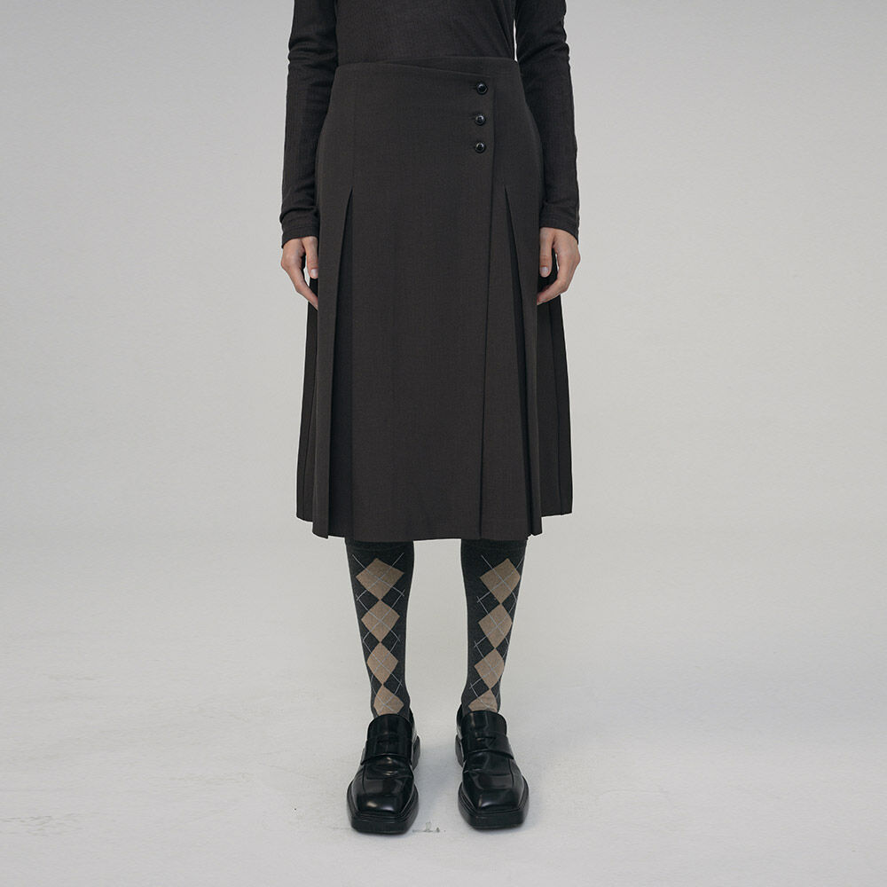 [헌치] Unbalanced Wrap Skirt (2color)
