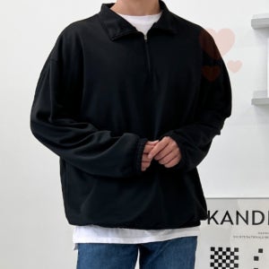 패턴없는 하프집업맨투맨 루즈핏맨투맨