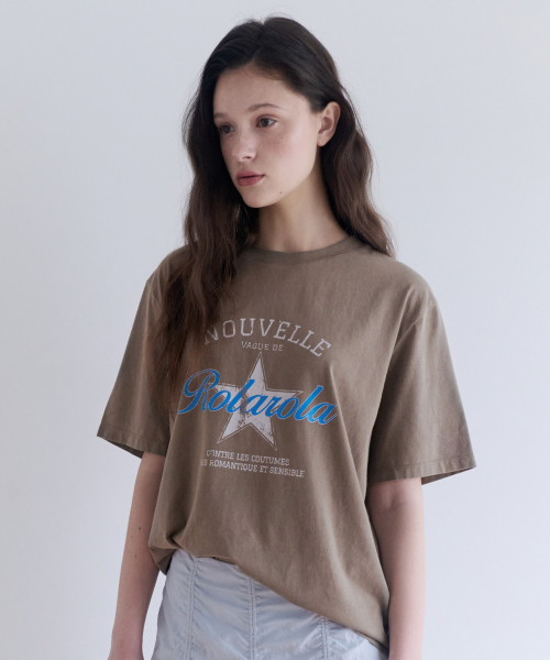 [로라로라] VINTAGE PRINT PIGMENT T-SHIRT KHAKI 5010074409