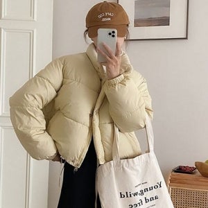 친절한탄씨 베이직 여성 크롭 패딩 벌룬 여성 숏 패딩 데일리 간절기 크롭