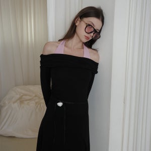 [살롱드욘] Halter Neck Jersey Dress_ Black