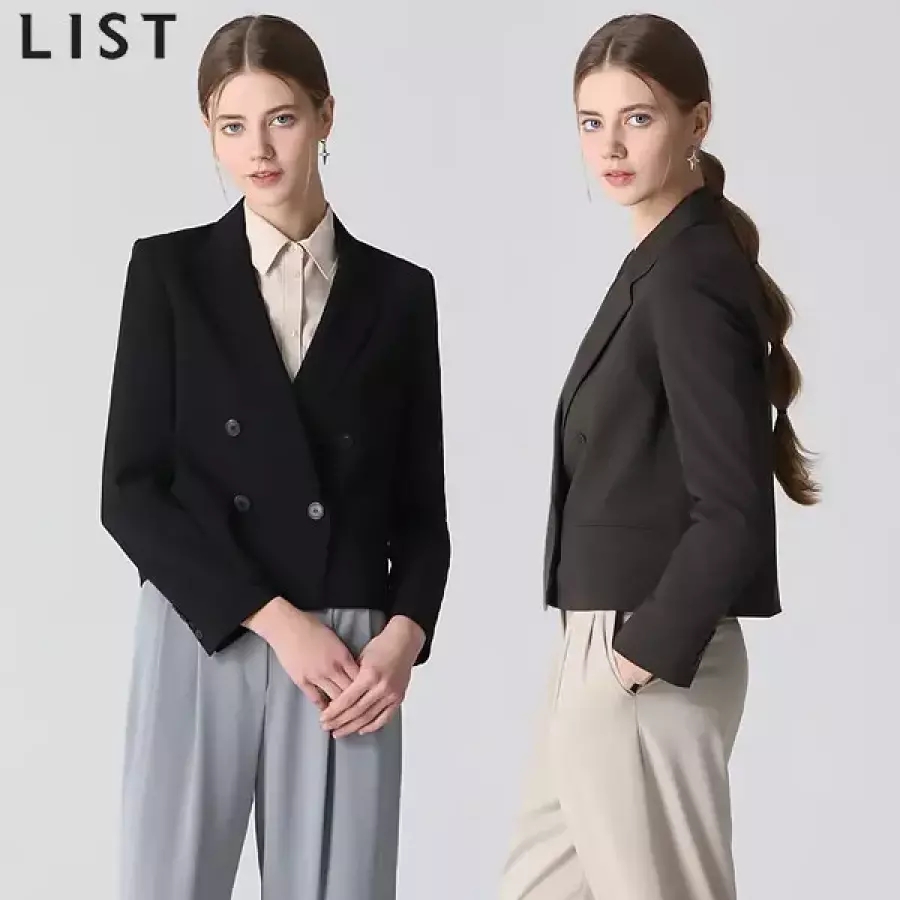 리스트 포멀 더블 크롭 셋업 재킷 248DH5531339