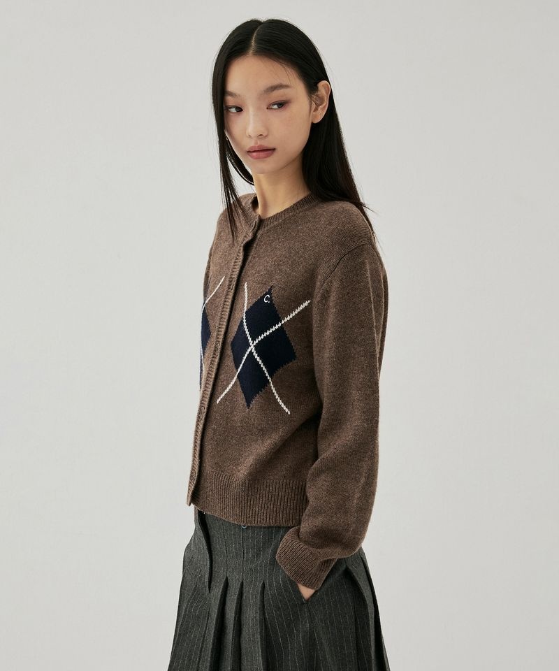 <매장정품> 클로브 CLOVE [25FW clove] Argyle Knit Cardigan (Brown) CLKNFD008BR 246467