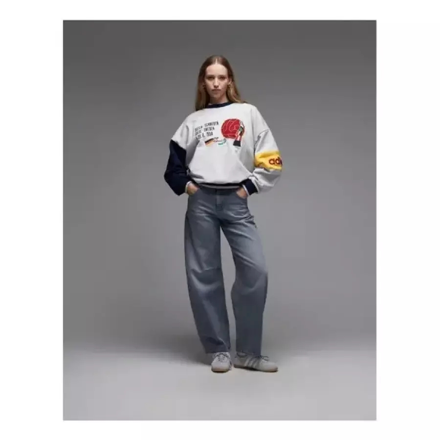 아디다스 오리지널스 여성 맨투맨 오버사이즈 graphic print 스웨트셔츠 그레