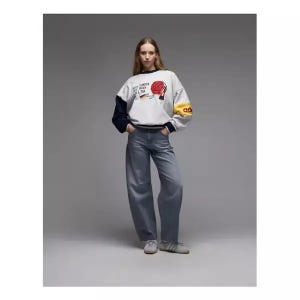 아디다스 오리지널스 여성 맨투맨 오버사이즈 graphic print 스웨트셔츠 그레