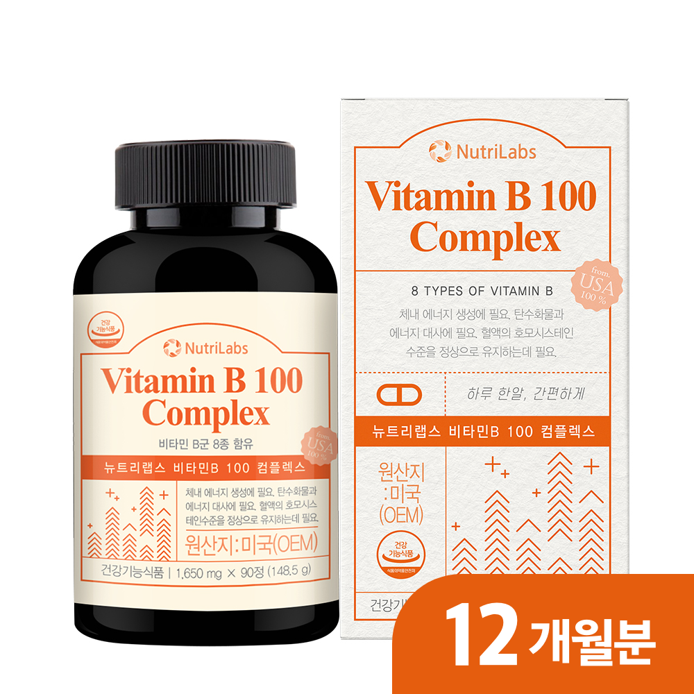 뉴트리랩스 뉴트리랩스 <b>에너B 컴플렉스</b> 1650mg 90정 4박스 (총 12개월분)