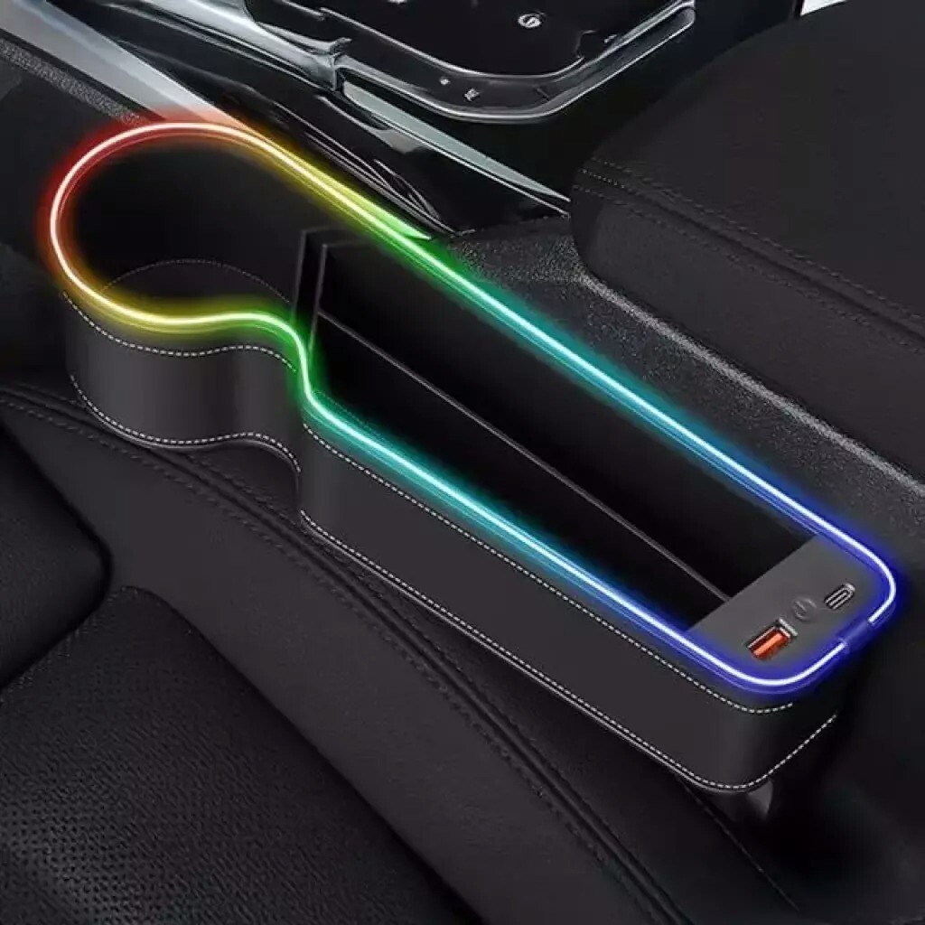 차량용 컵홀더 USB 수납함 LED 틈새 포켓 자동차 차량 정리함 정리 수납 스마트폰 거치대 충전 포트 다용